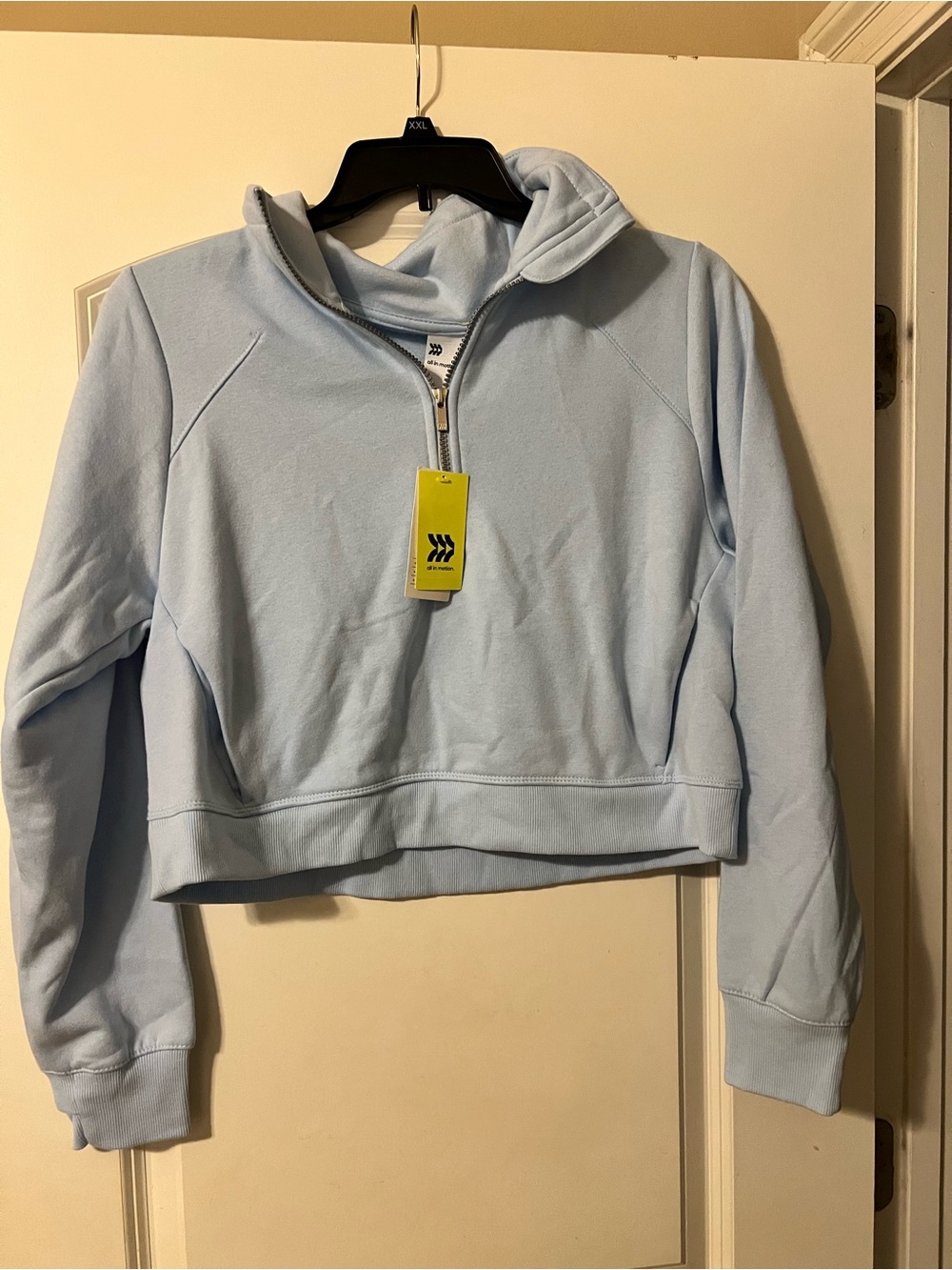 Light Blue Half-Zip Women's Pullover Top